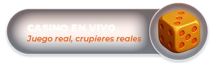 Botón publicado por la marca con la etiqueta Casino en vivo y un dado dorado.